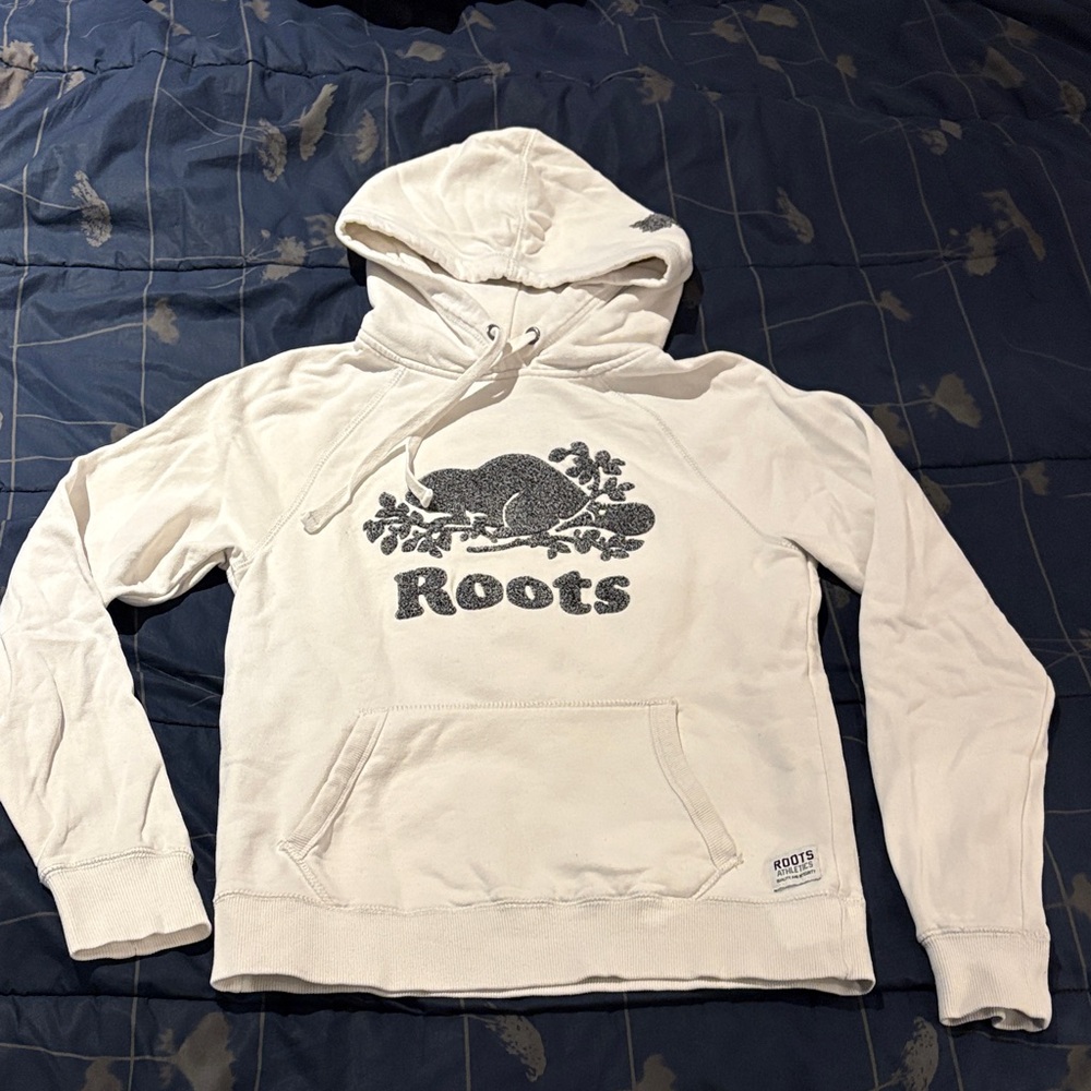 Roots White/Cream Hoodie with Graphic - size S